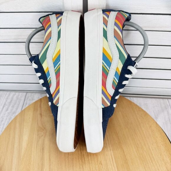 Vans SK8 Low Reissue Retro Stripes Lace Up Sneakers Blue Multi 8 Men 9.5 Women - Picture 4 of 10